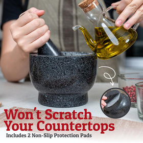 Priority Chef countertop protectors included to prevent scratches during grinding