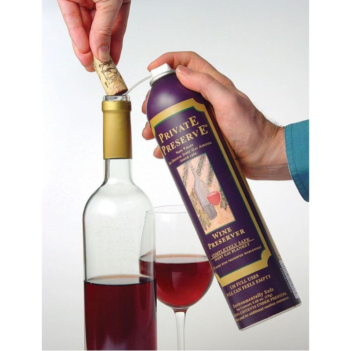 Private Preserve gas can usage shows easy preservation per bottle.