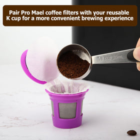Pro Mael filter paper ensures sediment-free coffee with reusable pods.