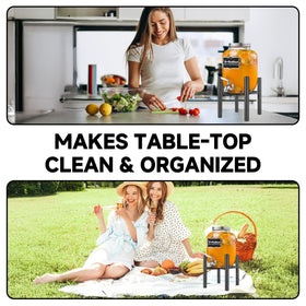 PROERR stand accommodates 3-5 gallon containers for water and juice servings.