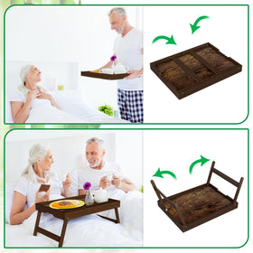 Promitop bamboo breakfast tray bedside desk for breakfast, work, or crafts.