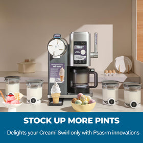  Psasrm Swirl Ice Creami lid 4-pack keeps flavors fresh with secure seal.