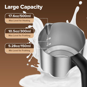 PSIIDAN frother pitcher shows 300ml capacity ideal for multiple servings.