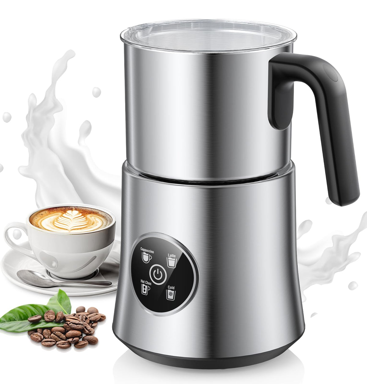 PSIIDAN milk frother with detachable jug for easy cleaning and dishwasher-safe use.