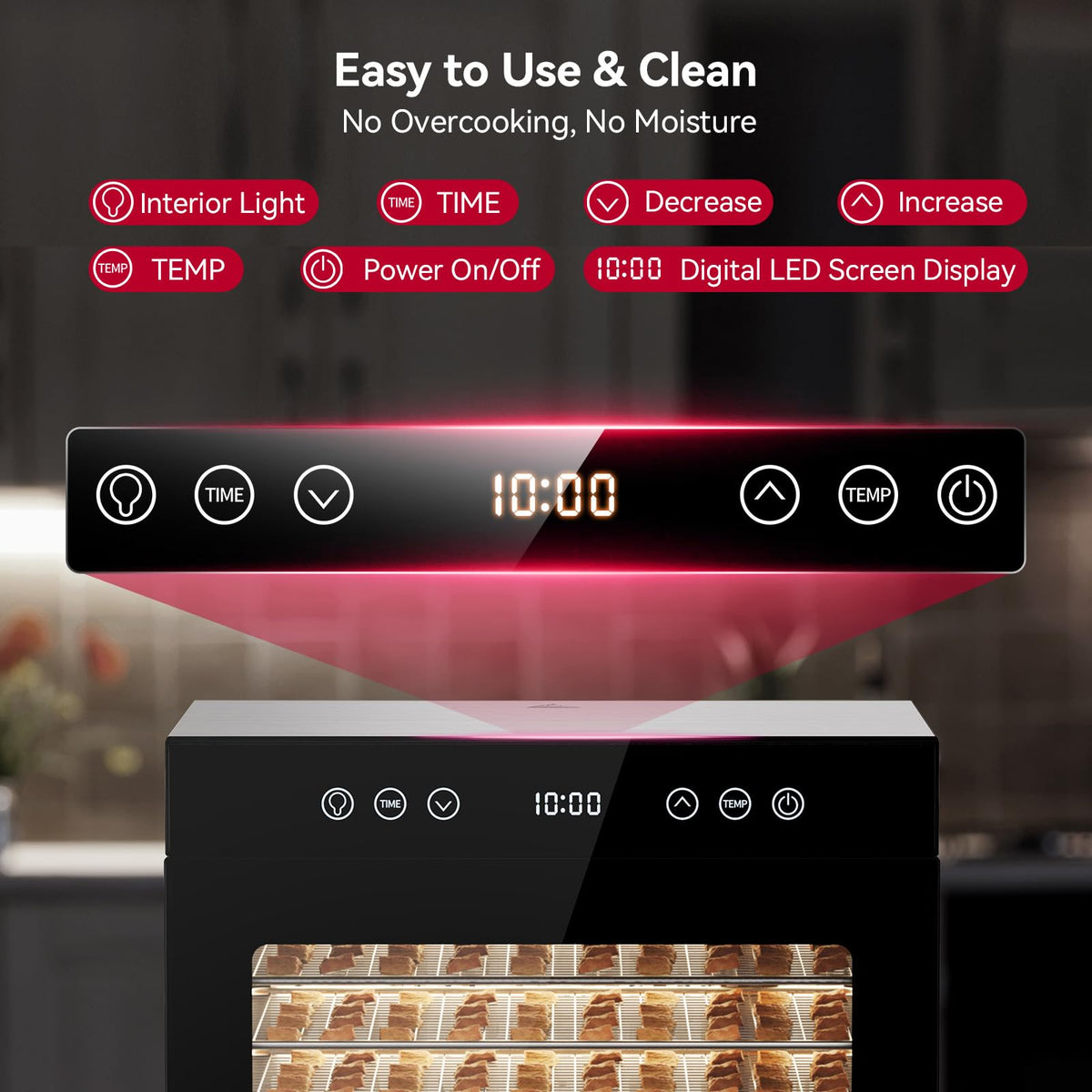 PSIIDAN dehydrator temperature control panel enables precise drying.