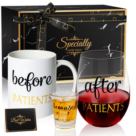 PUGED Before Patients mug in black glaze, ideal for daily coffee during long shifts.