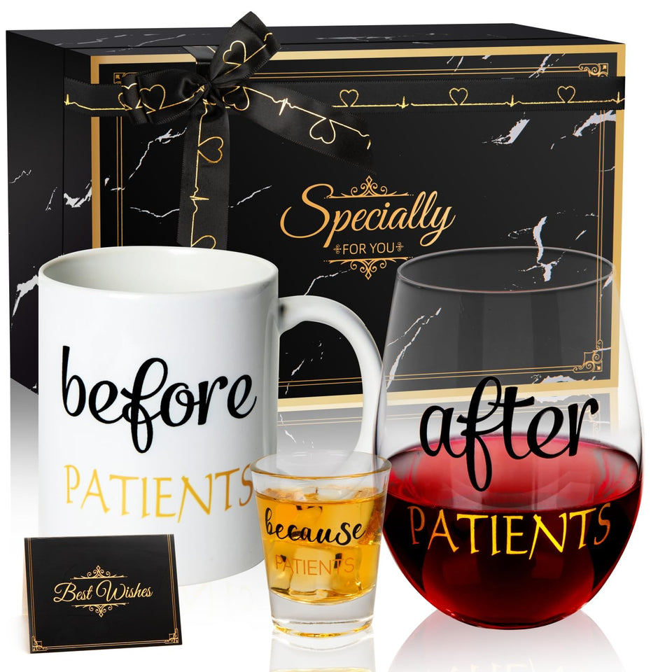 PUGED Before Patients mug in black glaze, ideal for daily coffee during long shifts.