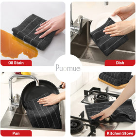 Puomue 12-piece set, bulk towels, durable stitching.