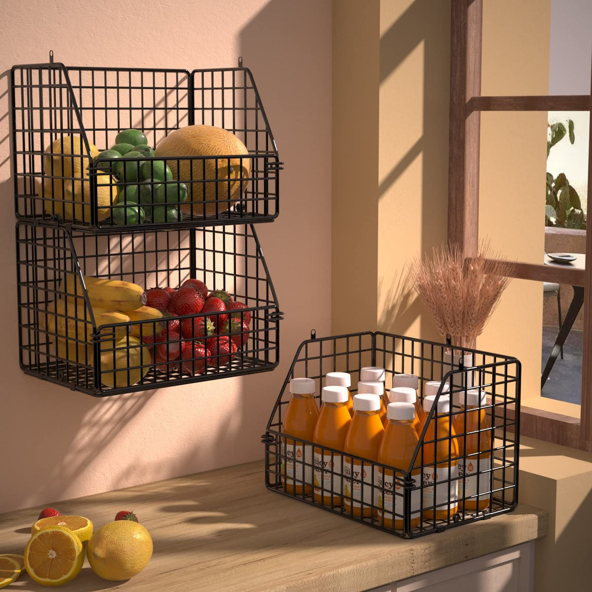 PUPPYCUTE metal basket shelves for desktop organization and daily use