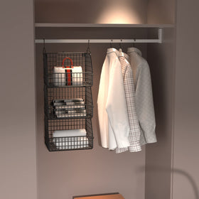 PUPPYCUTE hanging closet wire baskets keep essentials neatly organized and accessible.