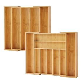 Purawood bamboo drawer organizer 2-pack keeps utensils neatly separated and accessible