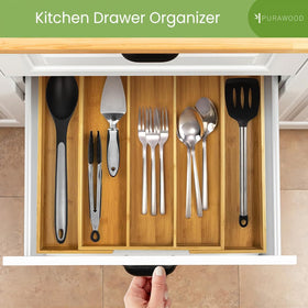 Purawood drawer organizer easy to wipe clean with damp cloth
