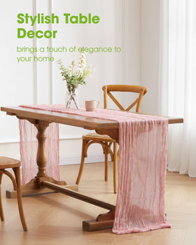 Pureegg cheesecloth table runner wedding setup enhances rustic charm with soft texture.