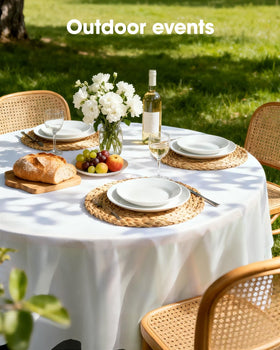 Pureegg tablecloth available in multiple colors for versatile indoor or outdoor decor