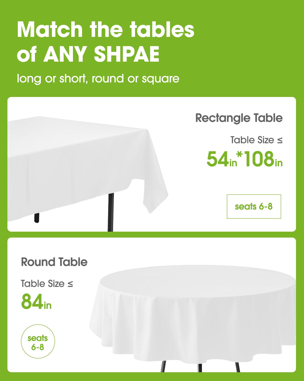 Pureegg 84in round white tablecloth on table for elegant event protection.