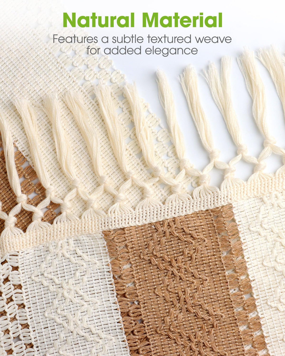 Pureegg Farmhouse Boho table runner in living room setup