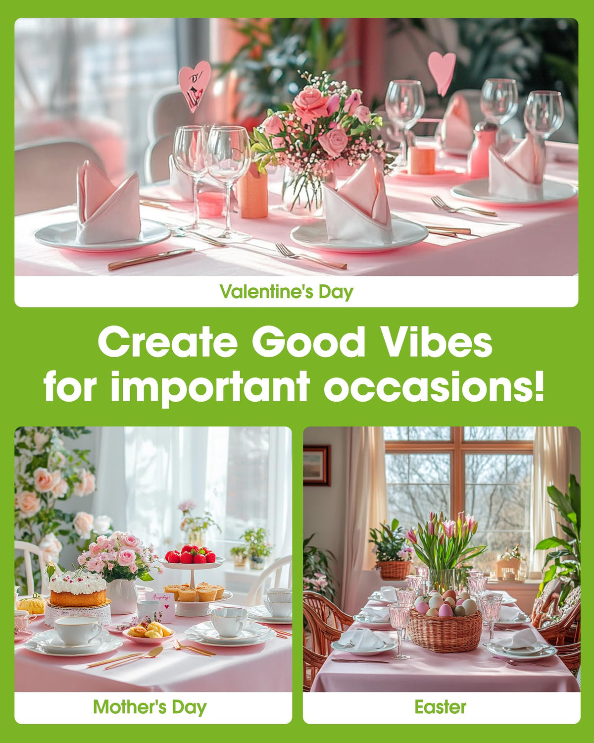 Pureegg pastel pink tablecloth on outdoor dining setup for easy outdoor use.