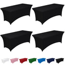 Pureegg Spandex Tablecloth 6ft - 4 Pack | Fitted, Wrinkle-Free Black for Rectangle Tables