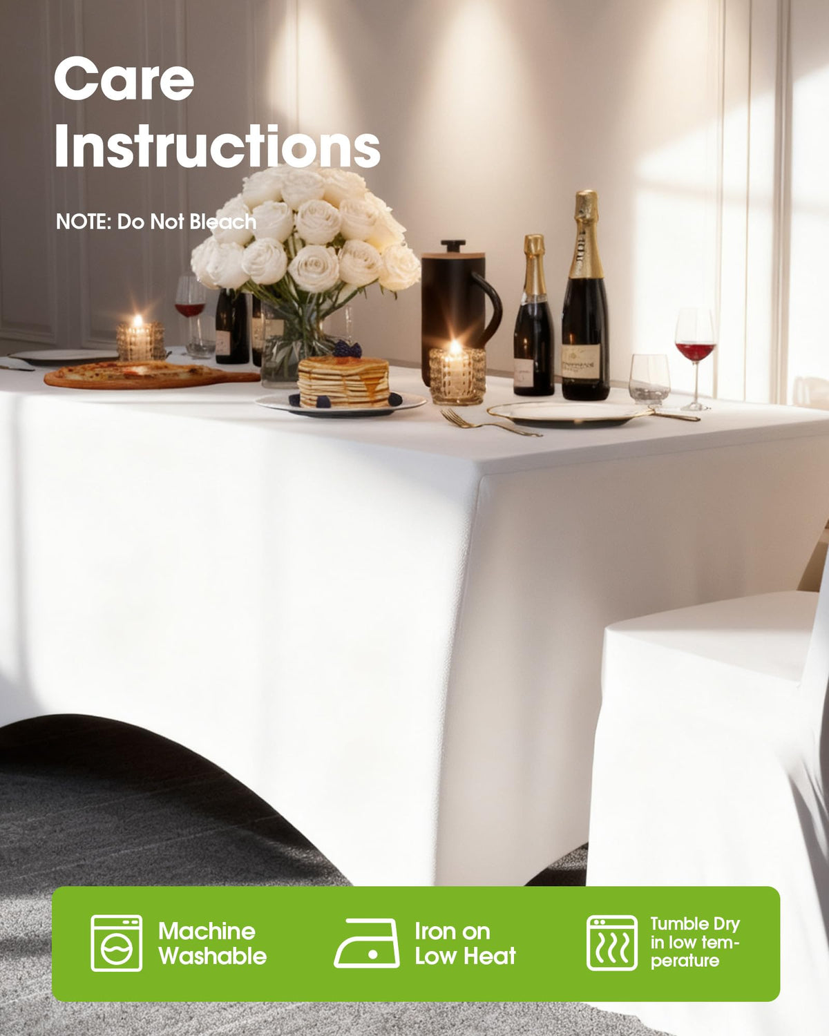 Pureegg elastic leg pockets grip the tablecloth securely outdoors.