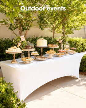 Pureegg wedding-banquet setup looks polished on 6-foot tables.