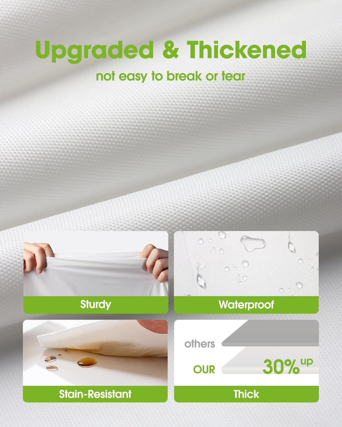 Pureegg thickened PEVA material close-up highlighting durability