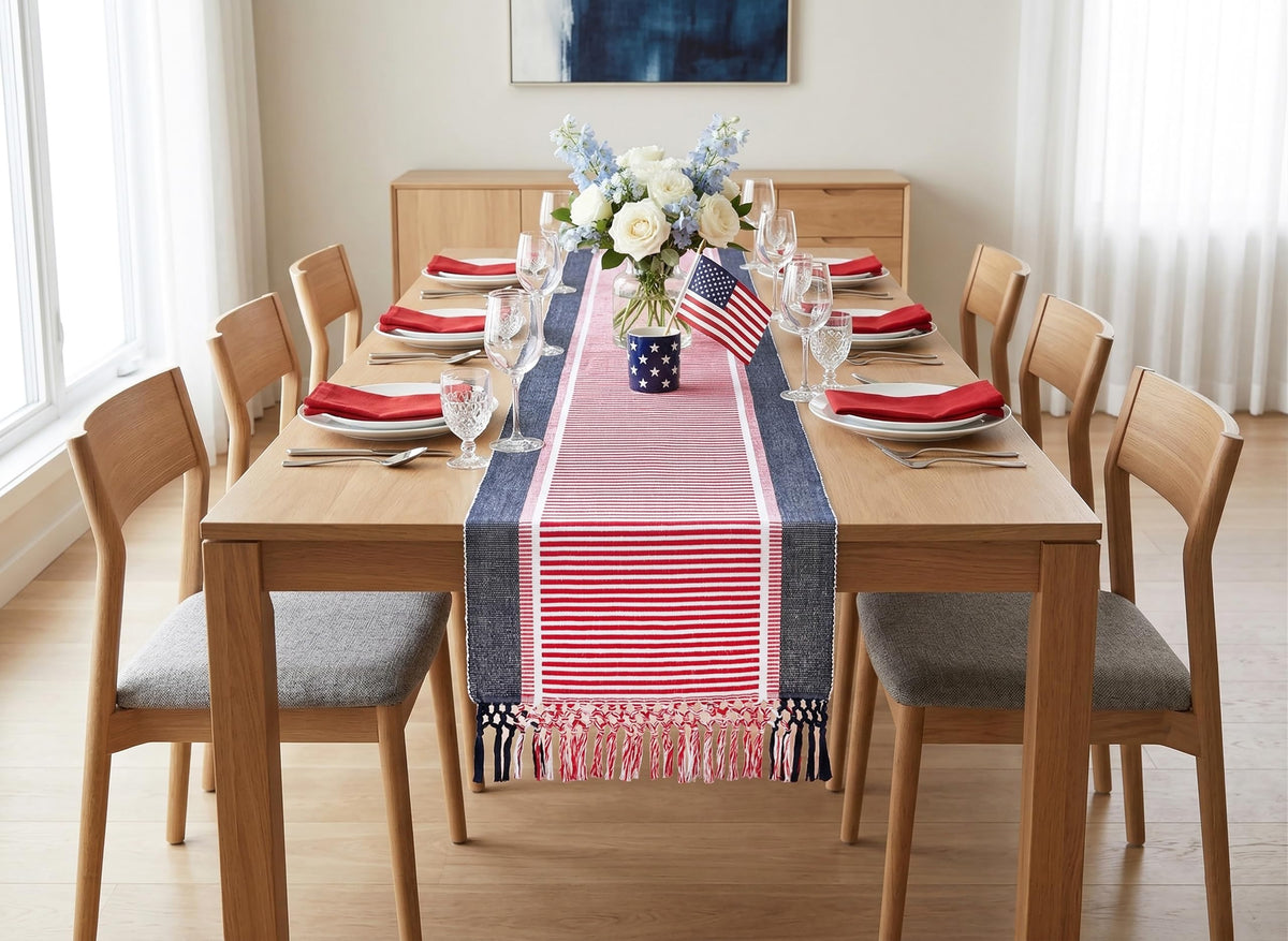 PurpleEssences 14x90 table runner suits standard dining tables.