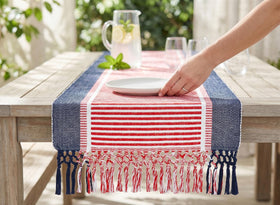 PurpleEssences fringe ends frame dinnerware with a polished farmhouse look.