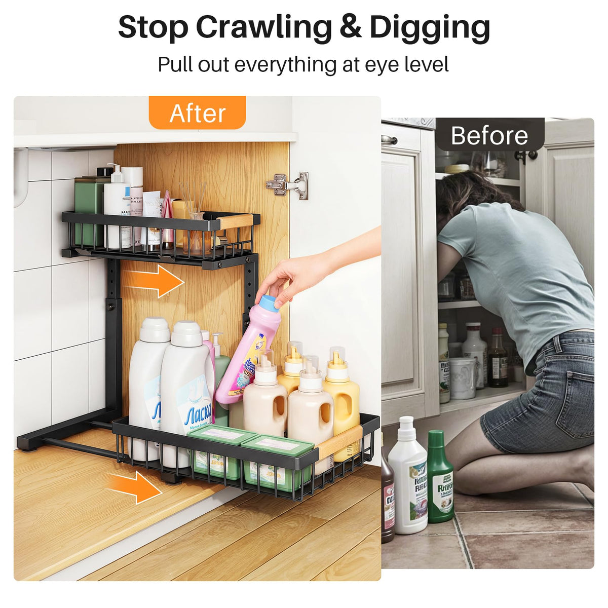 PXRACK large-capacity organizer stores more items in a compact space.