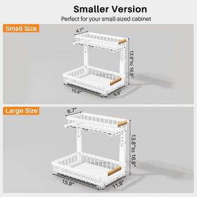 PXRACK two-layer drawer keeps cleaning supplies accessible and neatly organized.