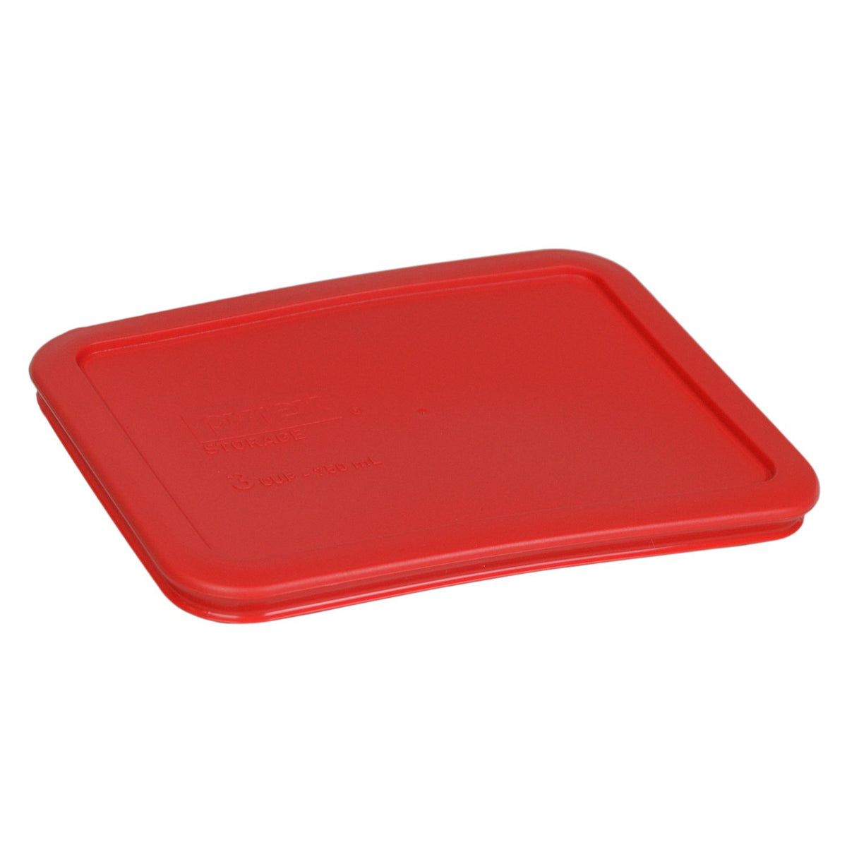 Pyrex 7210-PC red lids shown with a compatible 3-cup dish for convenient microwave storage