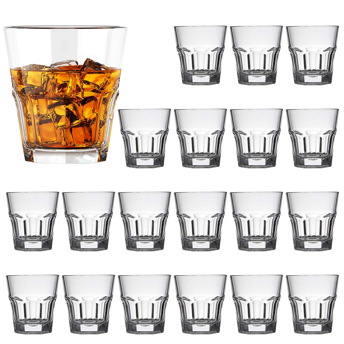 QAPPDA shot glass set 20-pack with heavy base for stable pours