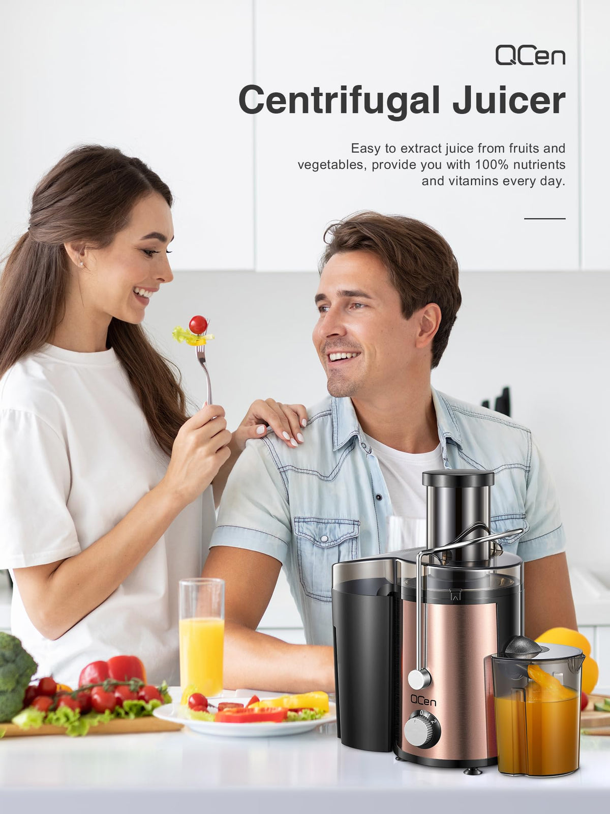 QCen detachable parts simplify cleaning and maintenance after juicing.