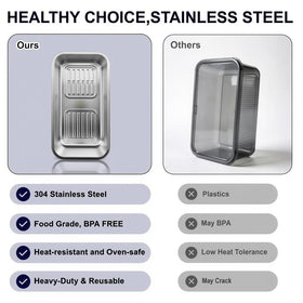 QCQHDU bread box made from 304 stainless steel for durability and easy cleaning.