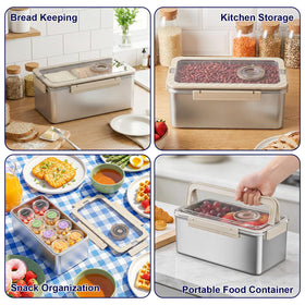QCQHDU bread box with handles for portable use at picnics or parties.