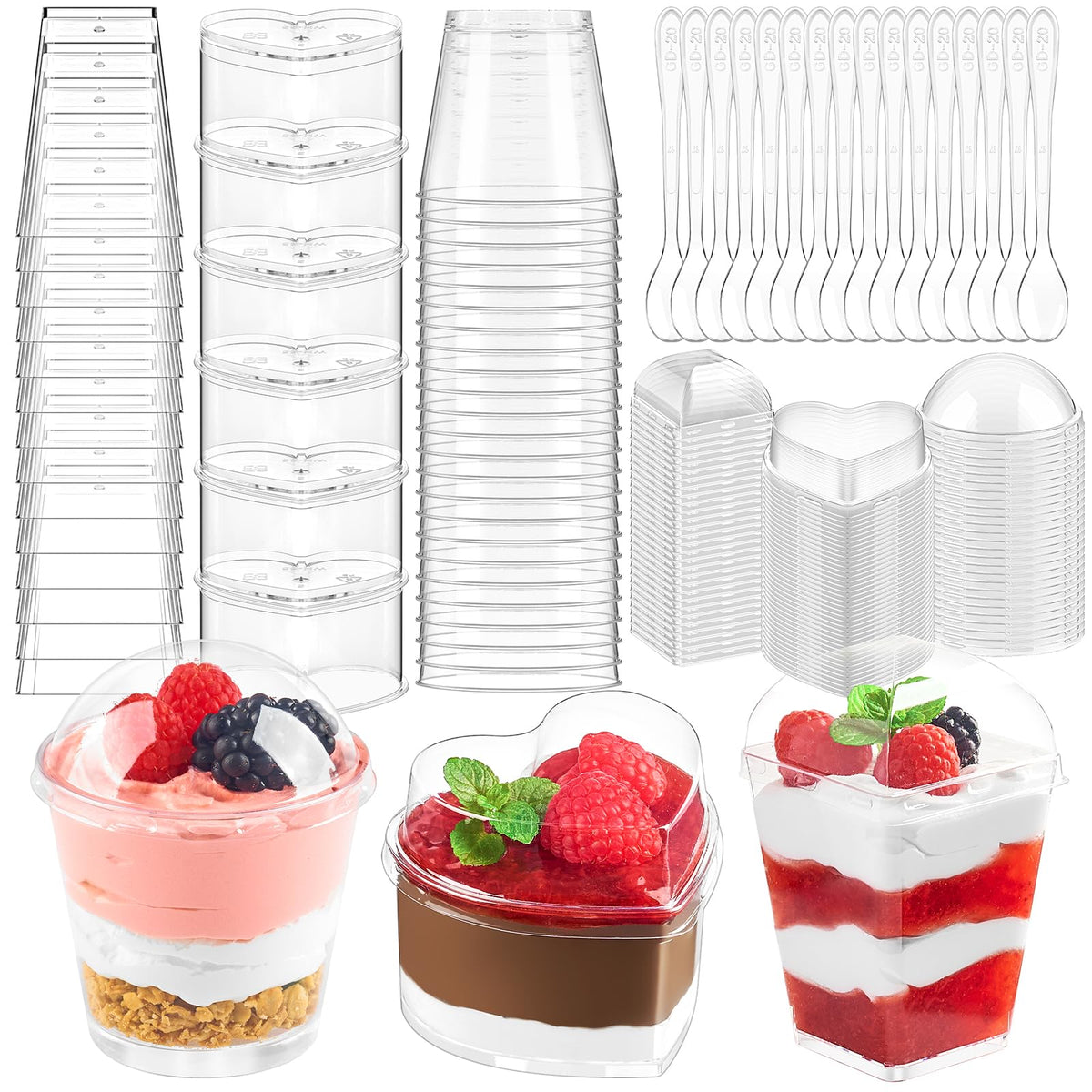 Qeirudu heart 5oz cup with lid for elegant desserts