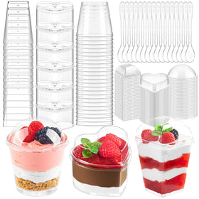 Qeirudu heart 5oz cup with lid for elegant desserts