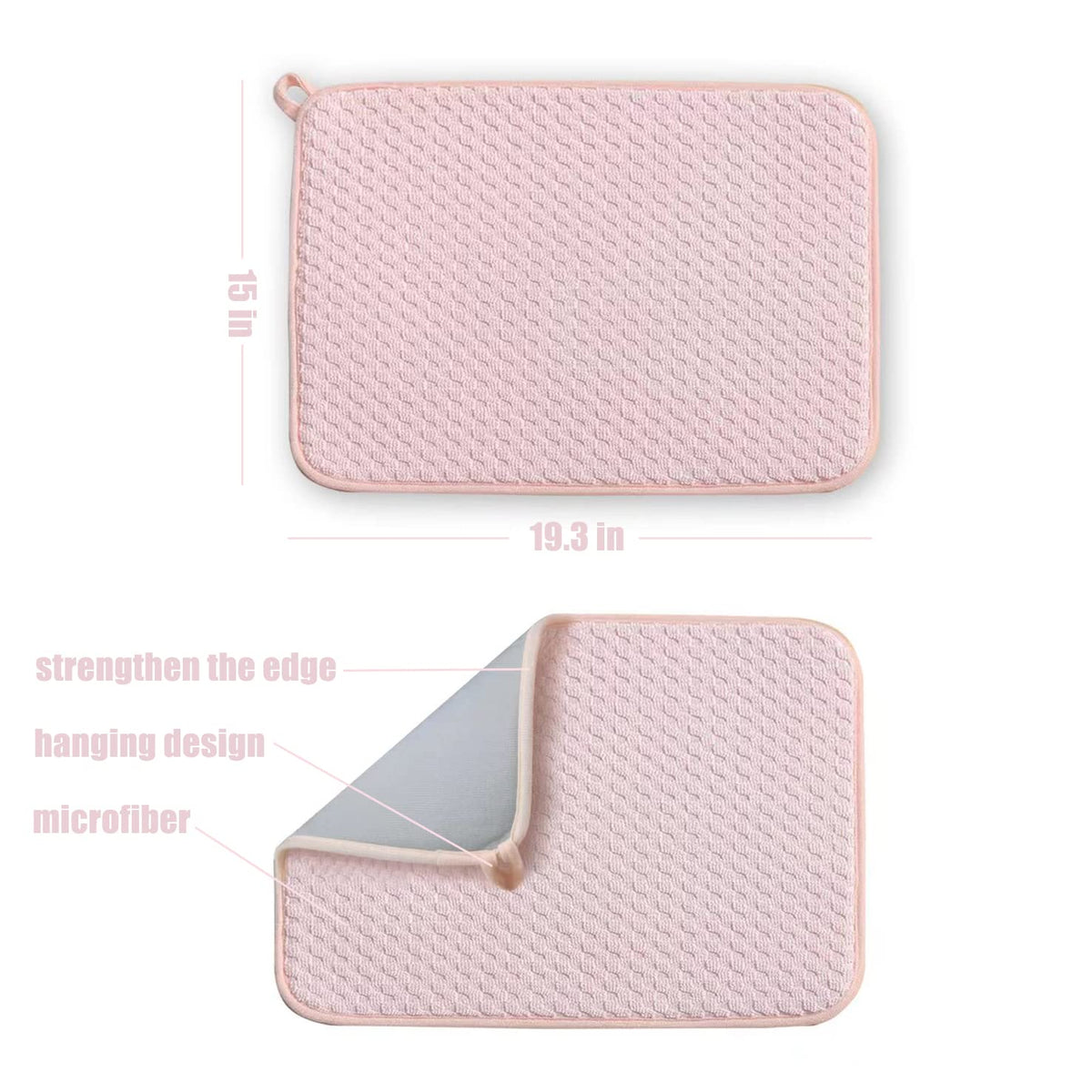 QGWJEKUI pink dish drying mats absorb up to four times their weight for fast drying.