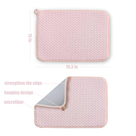 QGWJEKUI pink dish drying mats absorb up to four times their weight for fast drying.