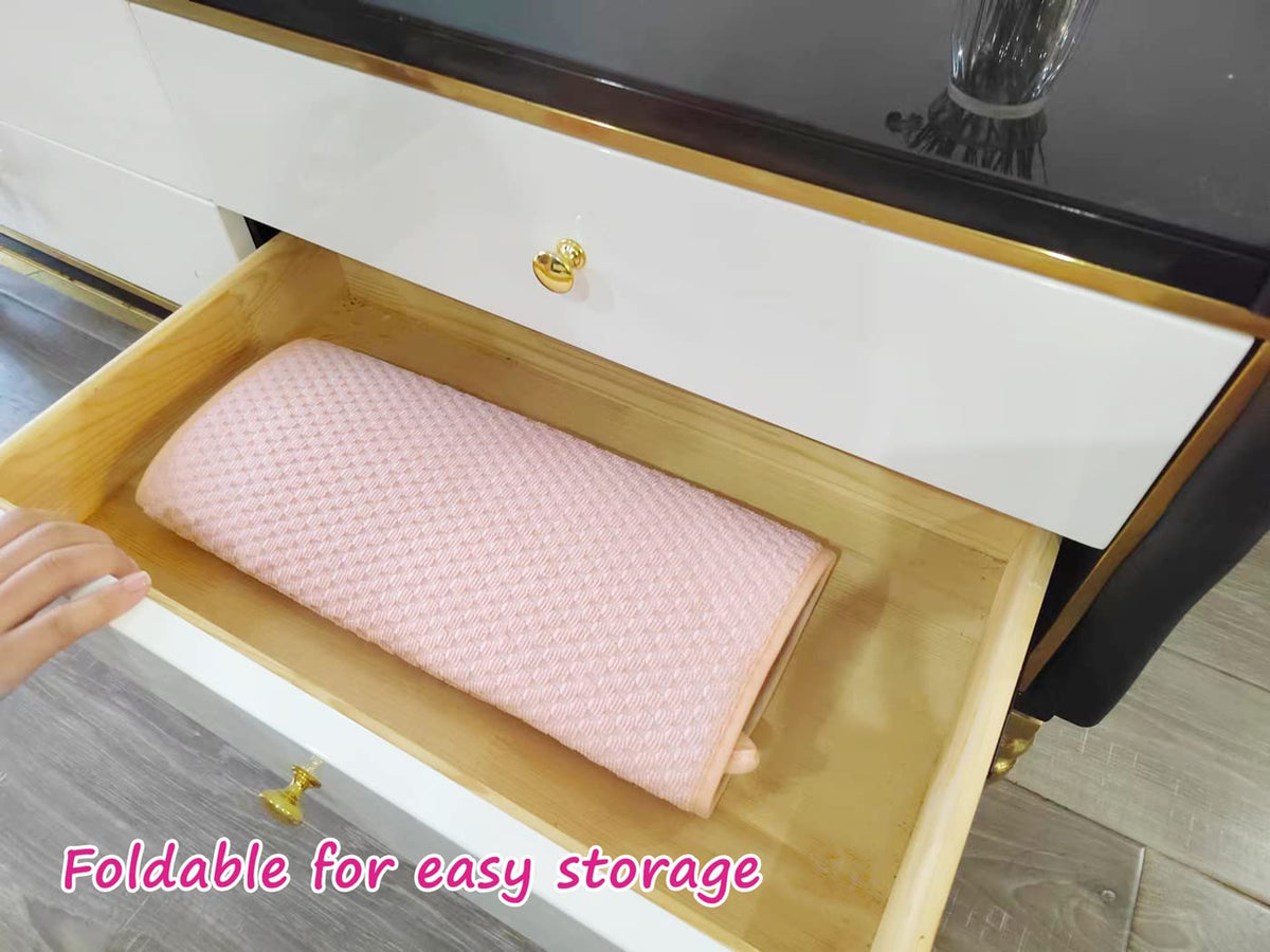 QGWJEKUI pink dish drying mats with corner hanger for easy air drying.