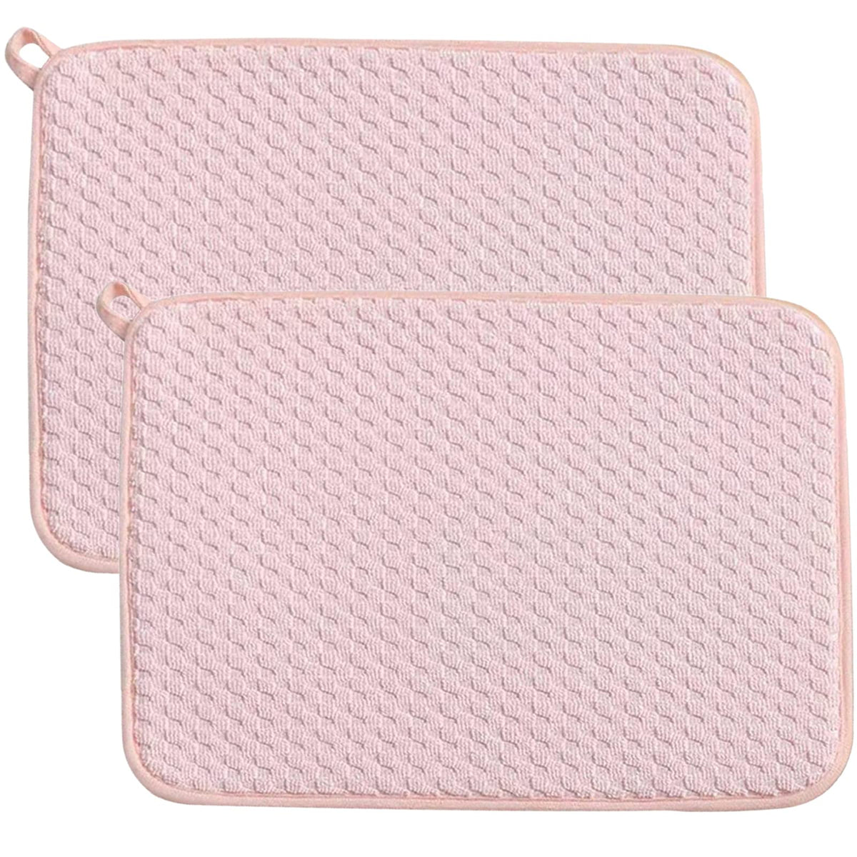 QGWJEKUI pink dish drying mats on counter absorb moisture quickly, keeping countertops dry.