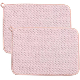 QGWJEKUI pink dish drying mats on counter absorb moisture quickly, keeping countertops dry.
