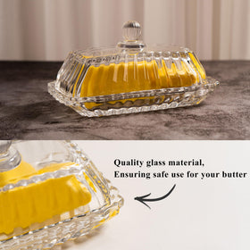 QIANCHANG glass butter holder showcases butter evenly and stylishly