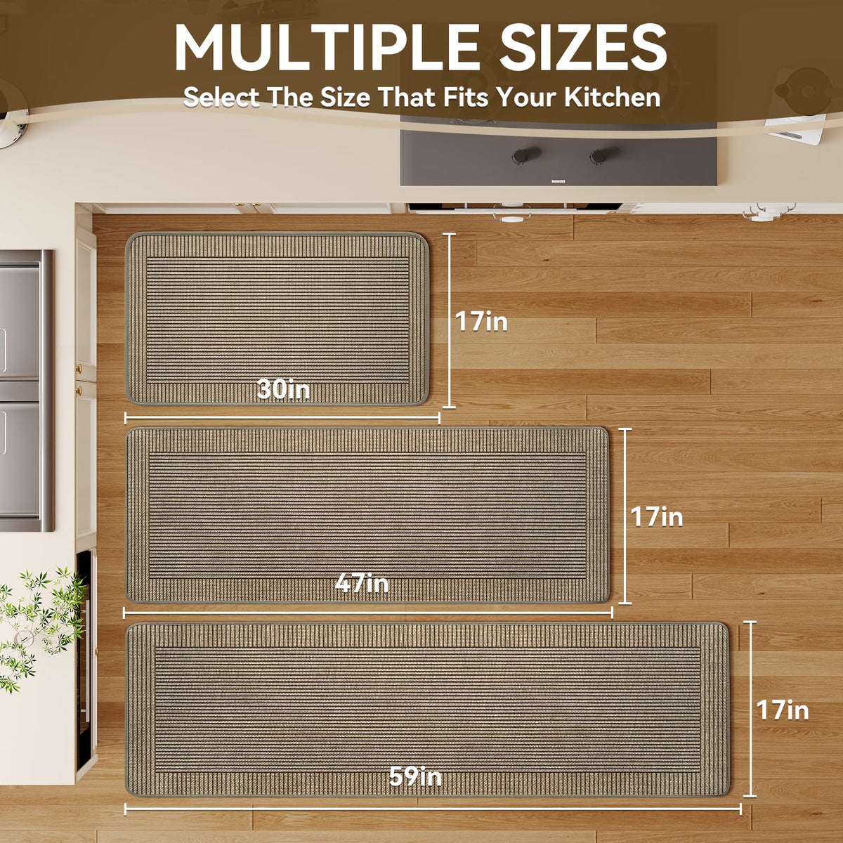 QiCaiJia braided kitchen runner 17x47 adds cushioned comfort in high-traffic areas