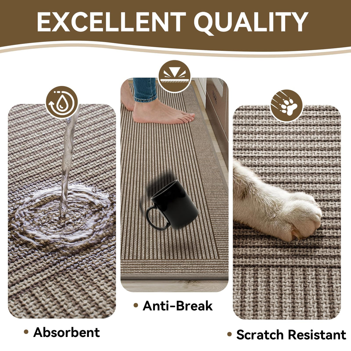 QiCaiJia mats in vibrant colors highlighting decorative kitchen appeal