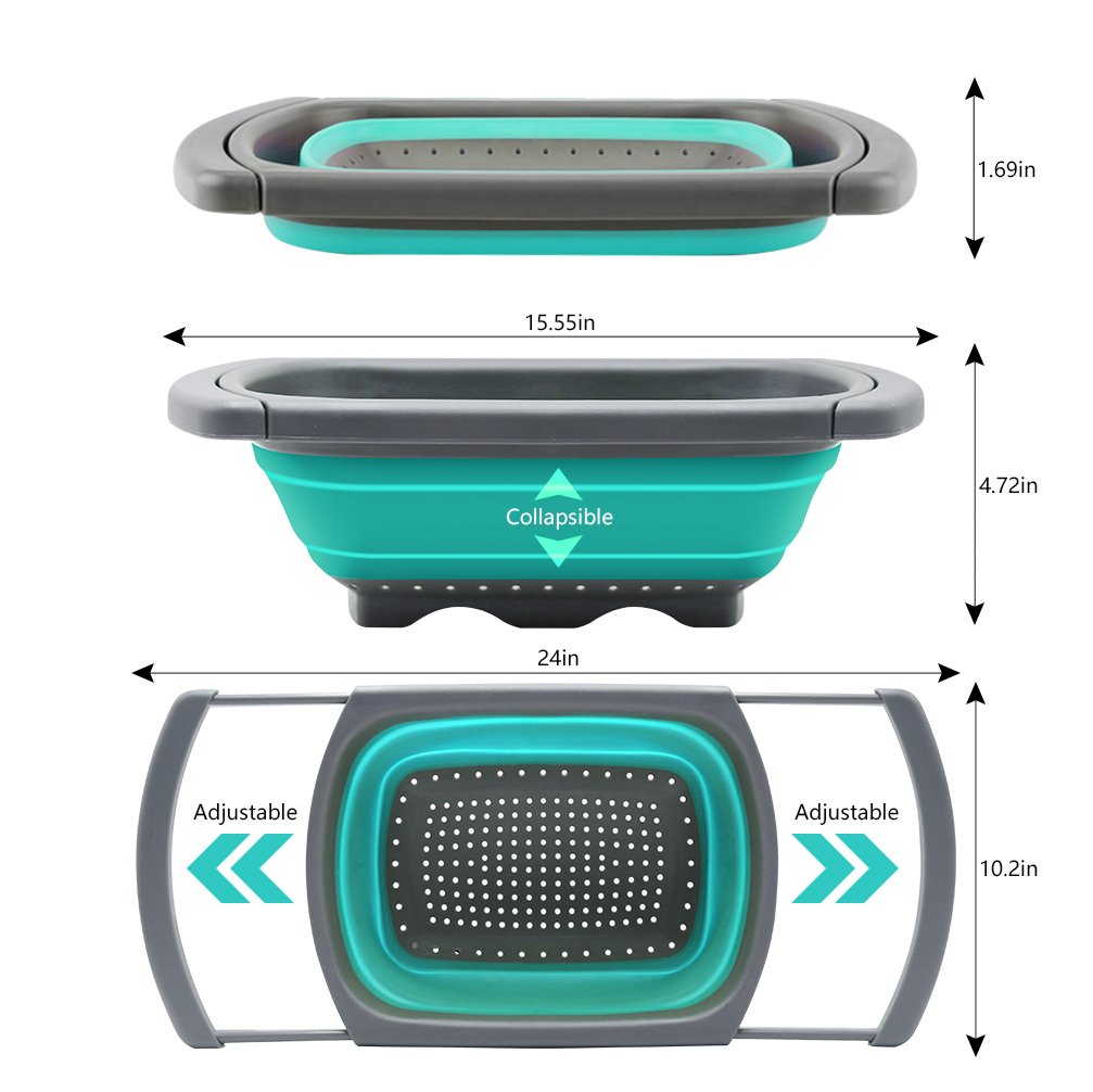 QiMH colander with extendable handles provides stable lifting for versatile kitchen tasks.