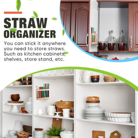 Qinyoung straw organizer keeps counters neat and ready for everyday beverages