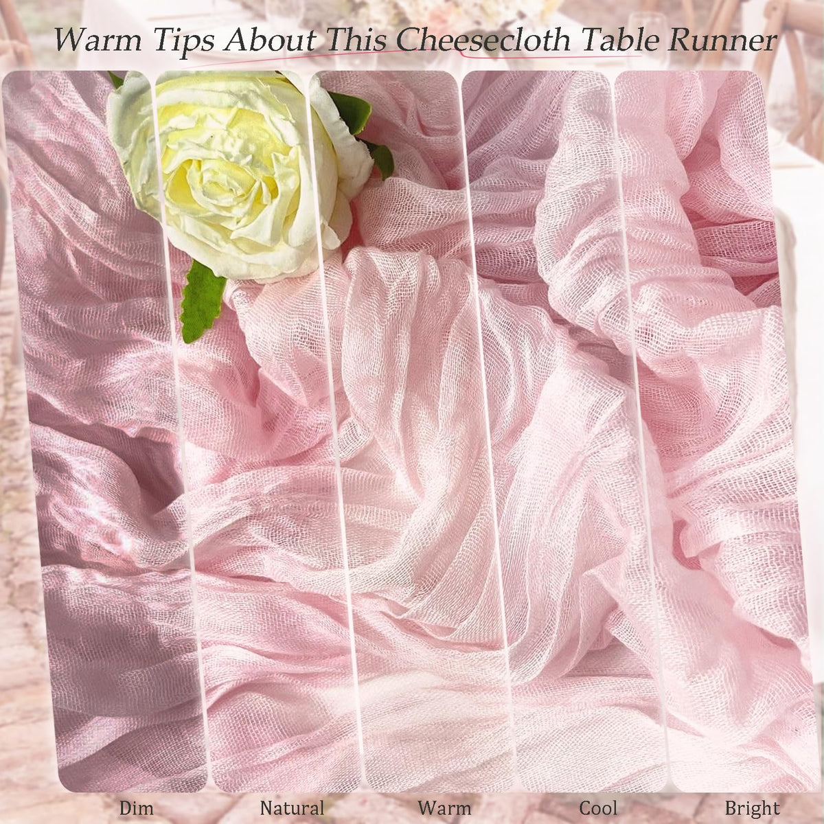 QINZOVAL backdrop-ready pink table runner for photos
