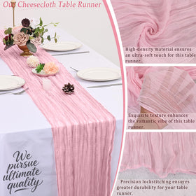 QINZOVAL semi-sheer pink table runner adds soft ambience