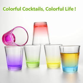 Qipecedm color-bottom shot glasses with vibrant markers for easy tracking.