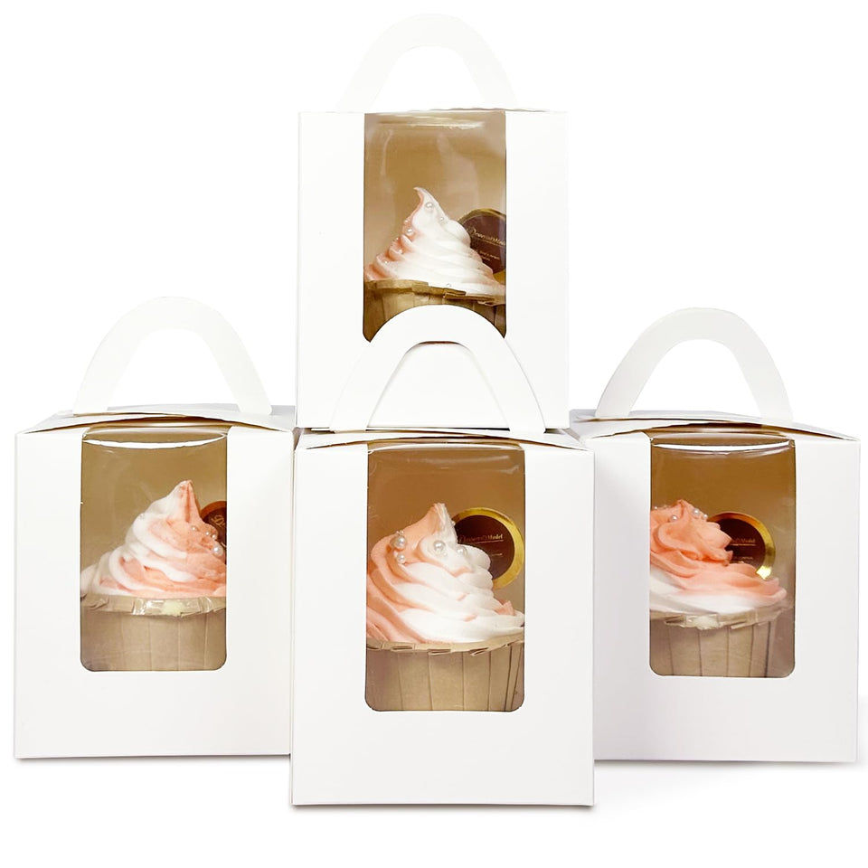 qiqee cupcake box with window displaying a cupcake for gift-ready presentation
